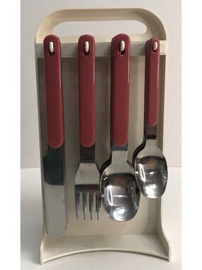 Vintage Oneida Colormates Flatware 23 Piece Set Plus Caddy Dusty Rose 9920D (C)